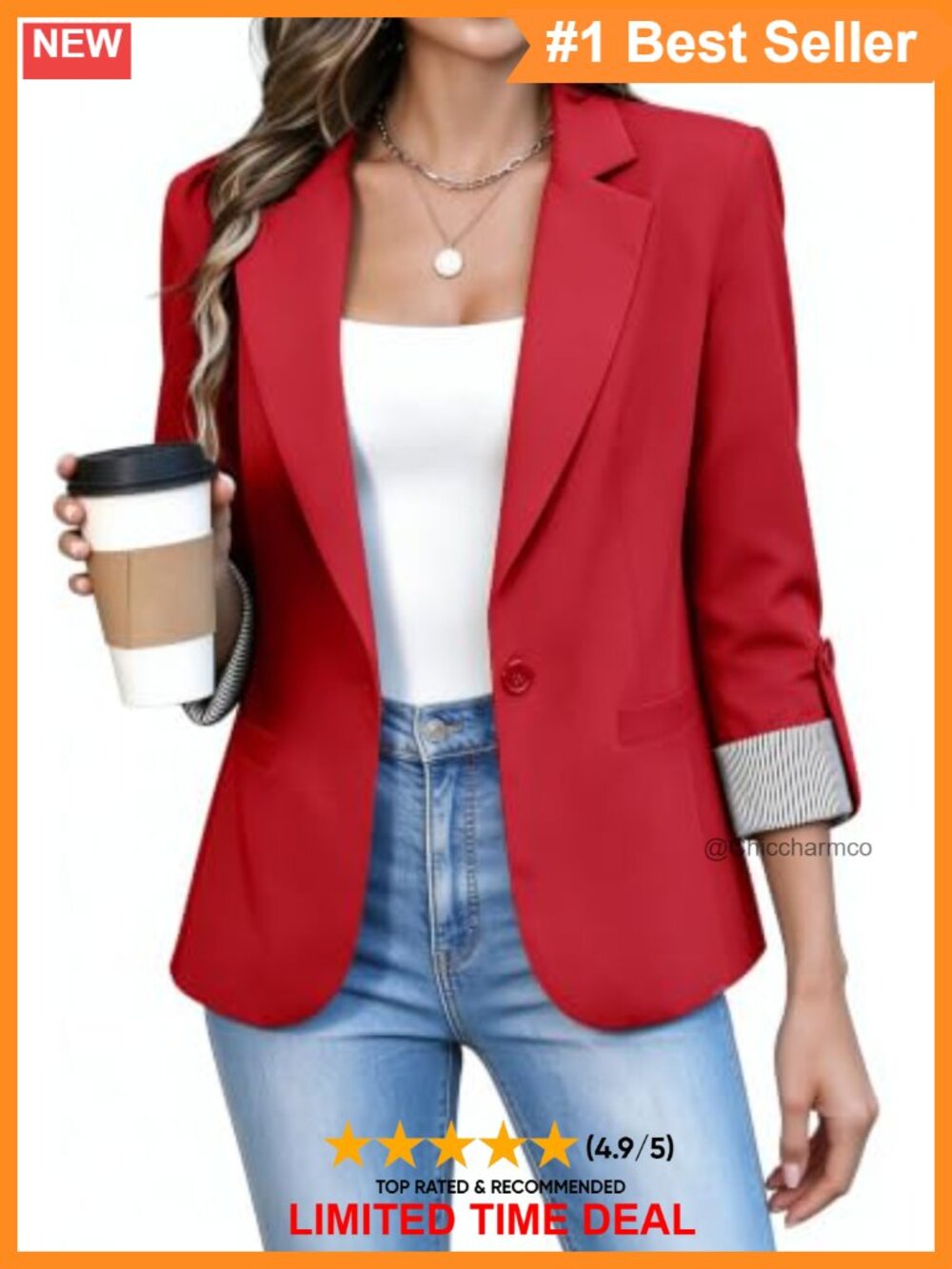 Relaxed Tailored Blazer Long Sleeve Business Casual Work Suit Jacket